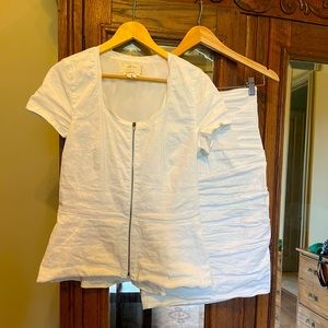 Nicole Miller Artelier top/skirt set, size large, white/cream color, Large